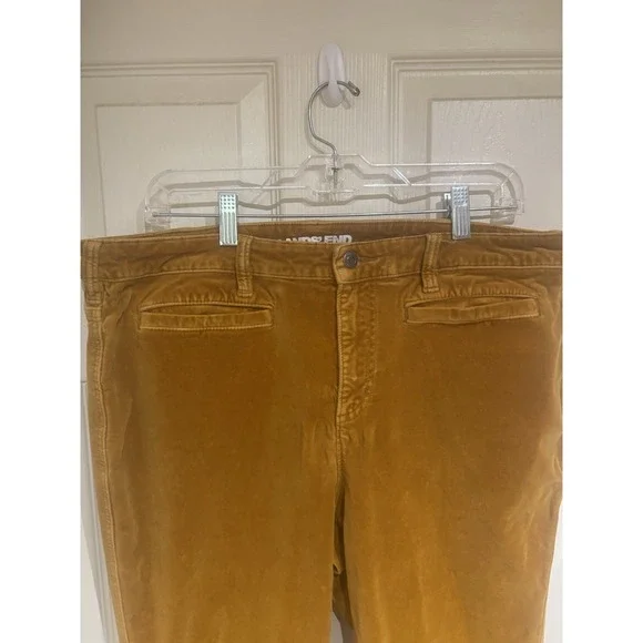 Lands' End Mid Rise Slim Velvet Pants Mustard Brown Size 16w - Picture 2 of 5
